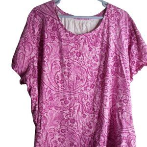 Catherines Size 3x  26/28 WP Petite Pink Paisley Print knit shirt short sleeve
